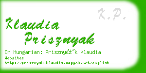 klaudia prisznyak business card